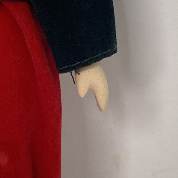 Vintage Porcelain Christmas Boy Doll in Velvet Outfit Girl Doll Handbag Gold - Picture 6 of 16